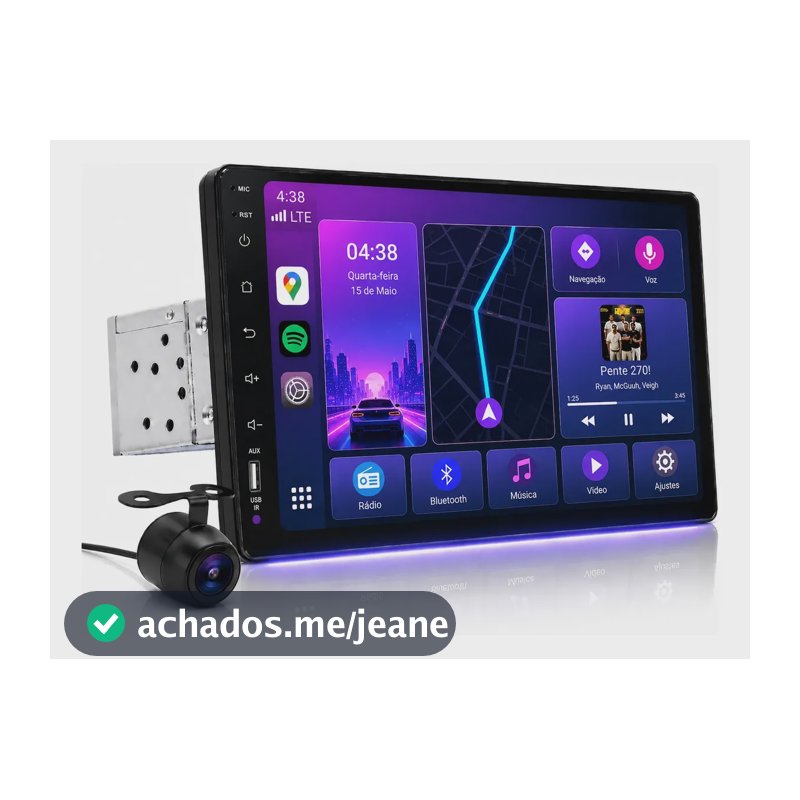 Multimídia Universal 1 Din 9p Android Auto Bluetooth +cam Ré Preto