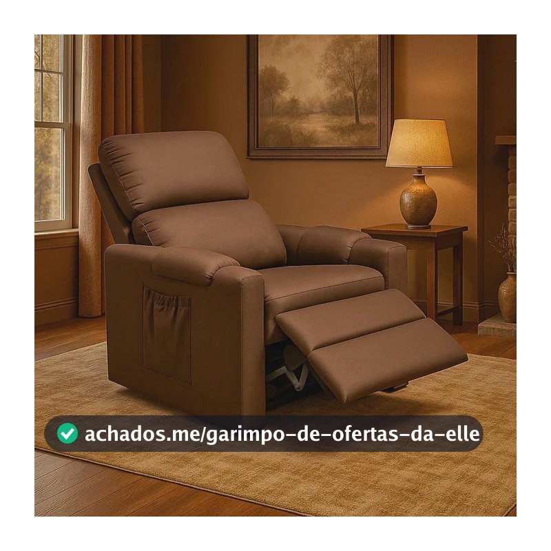Poltrona Cadeira Glória Mamãe E Papai Com Encosto Macio Reclinável E Retrátil Para Sala De Descanso E Amamentação Cor Marrom