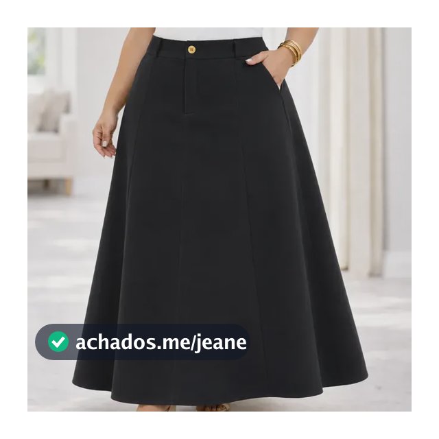 Saia Alfaiataria Plus Size Rodada Evasê Cós Alto Evangélica