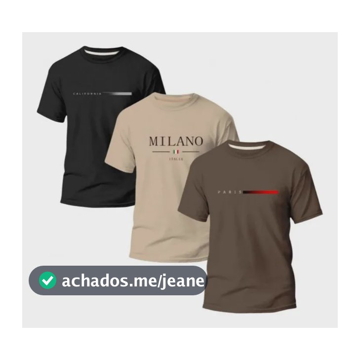 Kit 3 Camiseta Paris Milano Basica Masculina Algodão Premium Preto/caqui/marrom G
