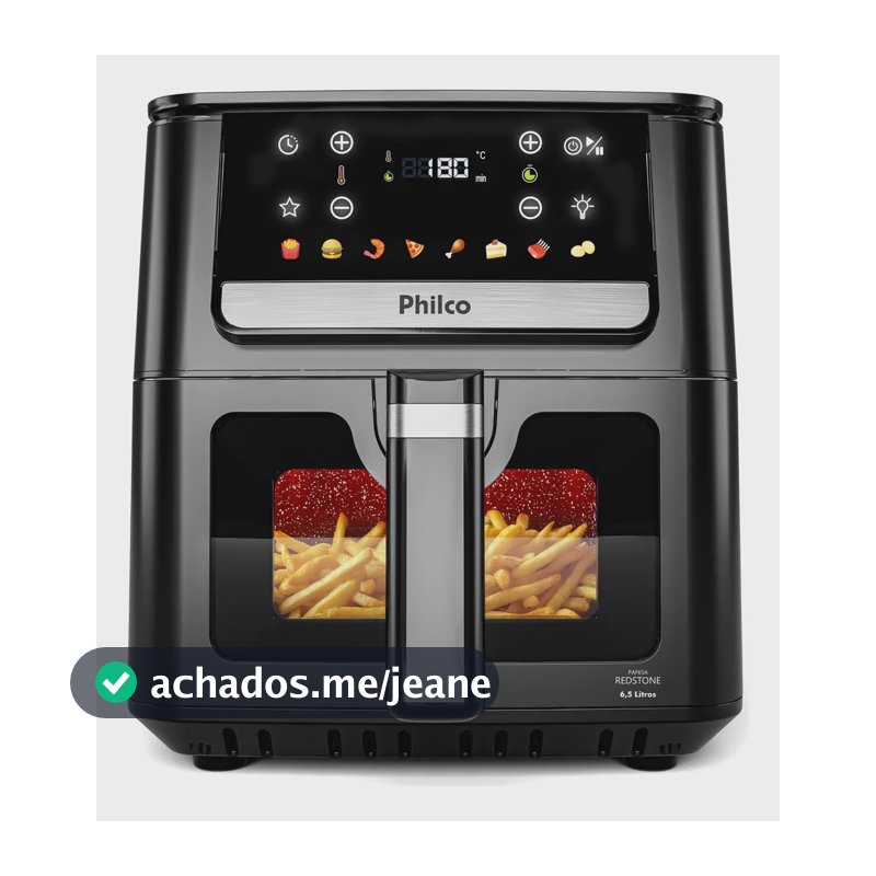Air Fryer Philco 6,5L Visor Glass e Redstone 1700W PAF65A