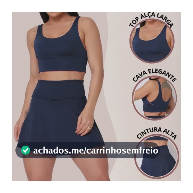 Conjunto Feminino Academia Short Saia Com Top Sustentação