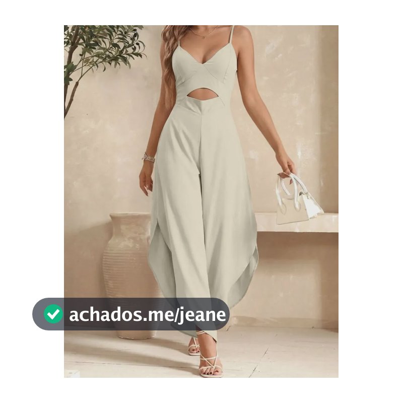 Macacão Longo Pantacourt Alcinha Viscose Fenda Soltinha Top Branco P