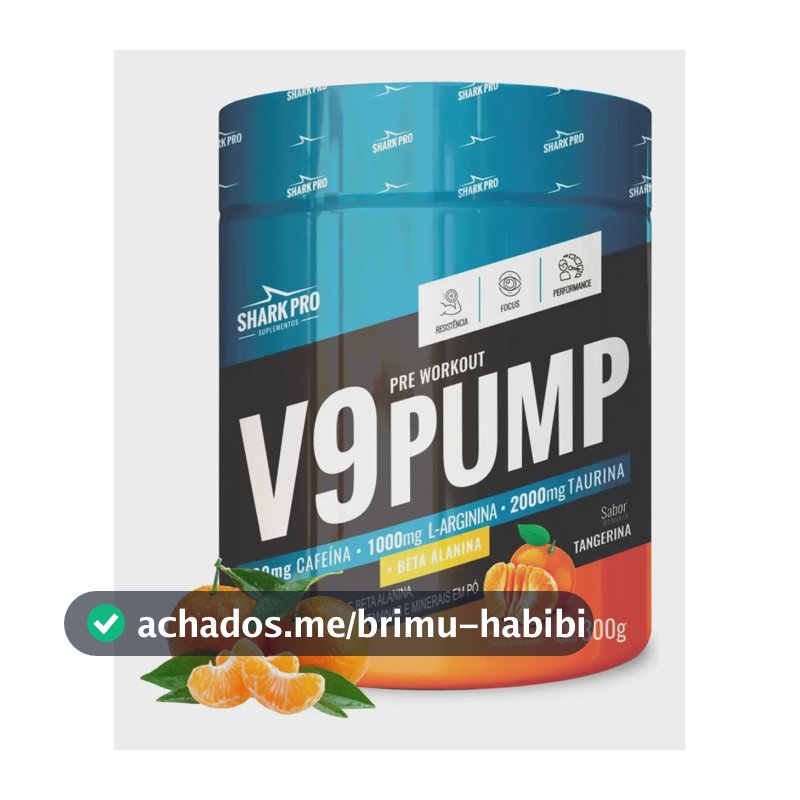 Pré Treino Shark Pro Tangerina 300g V9 Pump Energia e Força