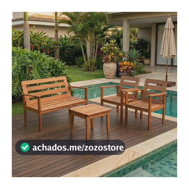 Conjunto Yescasa Jardim 1 Sofá 2 Poltronas E Mesa Madeira