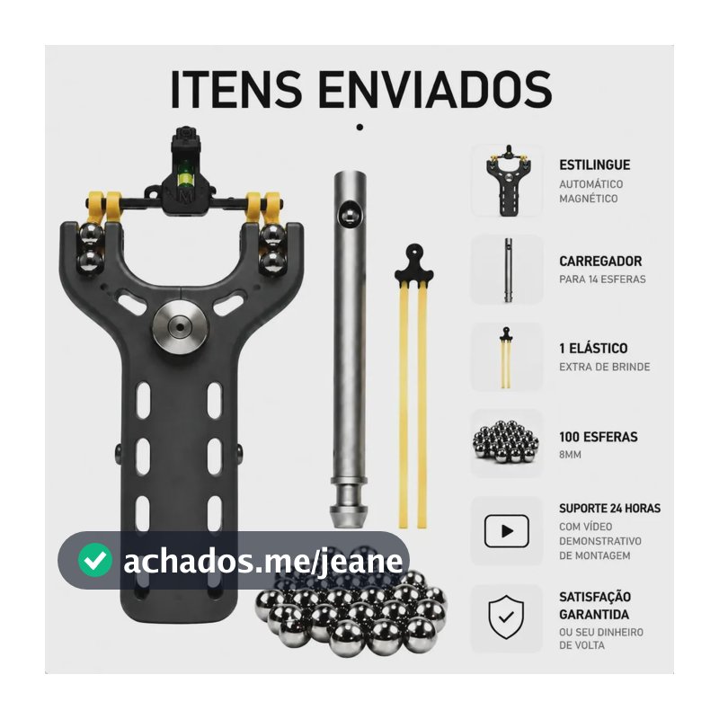 Estilingue Magnetico Profissional Carregamento Automatico Cinza