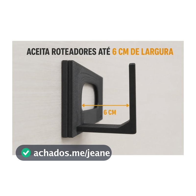Suporte Parede Universal Roteador Wi-fi Organizado Sem Furos Preto 6cm