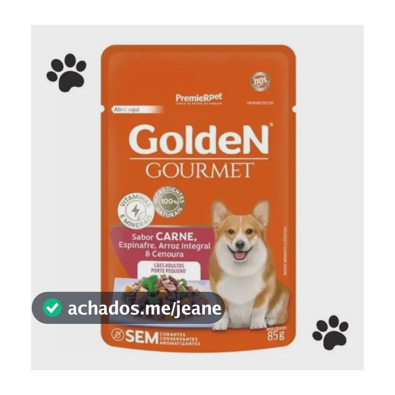 Kit Com 10 Golden Gourmet Cães Ad. Pequeno Porte Carne 85g