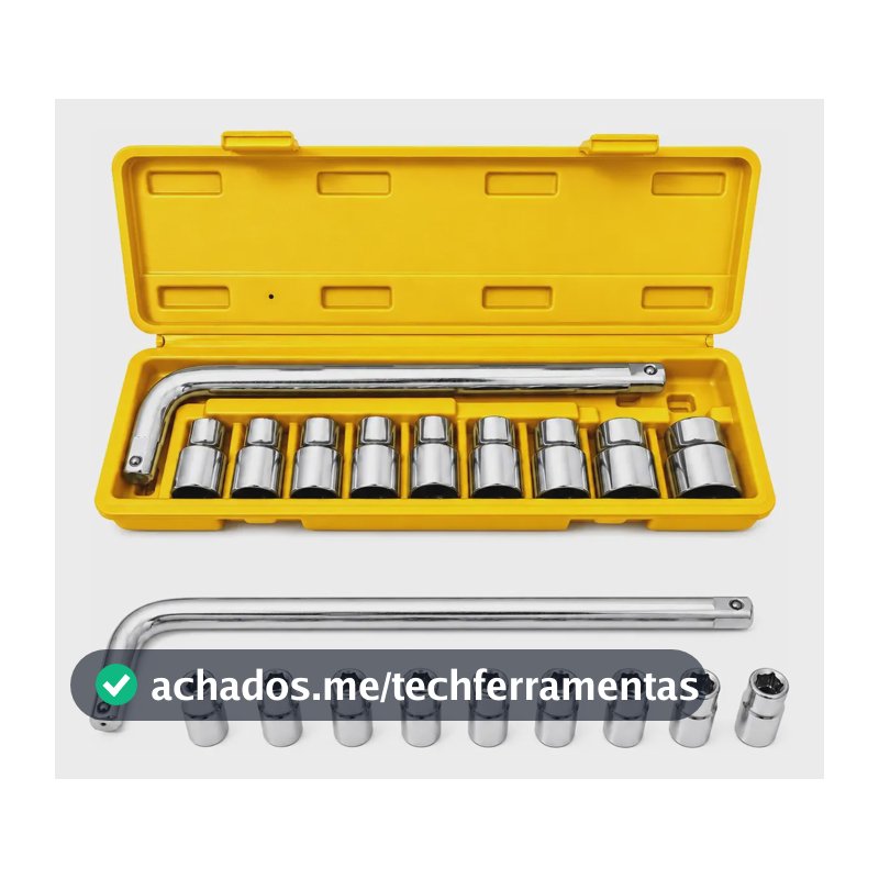 Kit Jogo De Chaves L Soquete 10 Peças Boca Ferramentas Biela Prateado