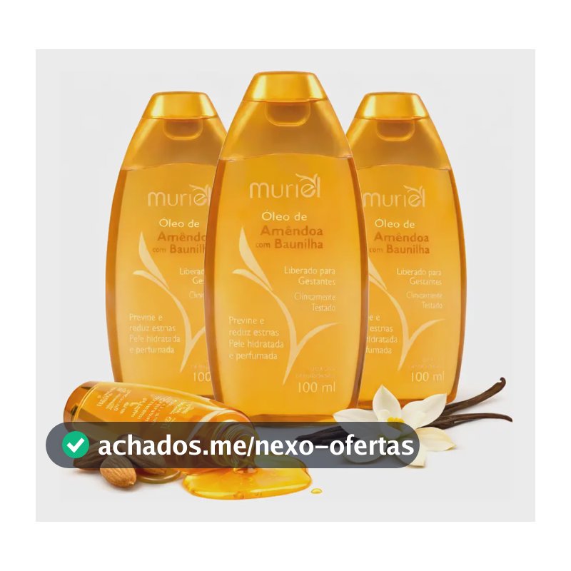 Kit 3 Óleo Corporal Hidratação Suave Gestante 100ml Muriel Amêndoas Amêndoa Com Baunilha