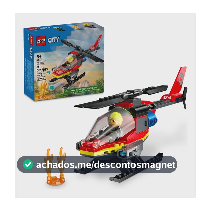 Lego City 60411 Helicóptero Dos Bombeiros Com 85 Peças