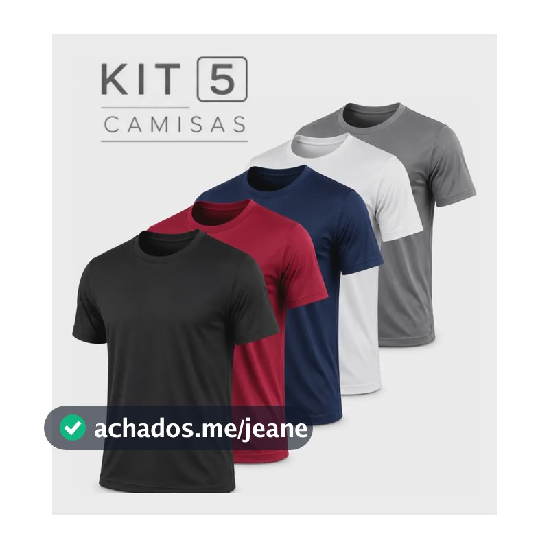 Kit 5 Camisetas Masculina Academia Dry Fit Premium Basicas Variados Sem Estampa M
