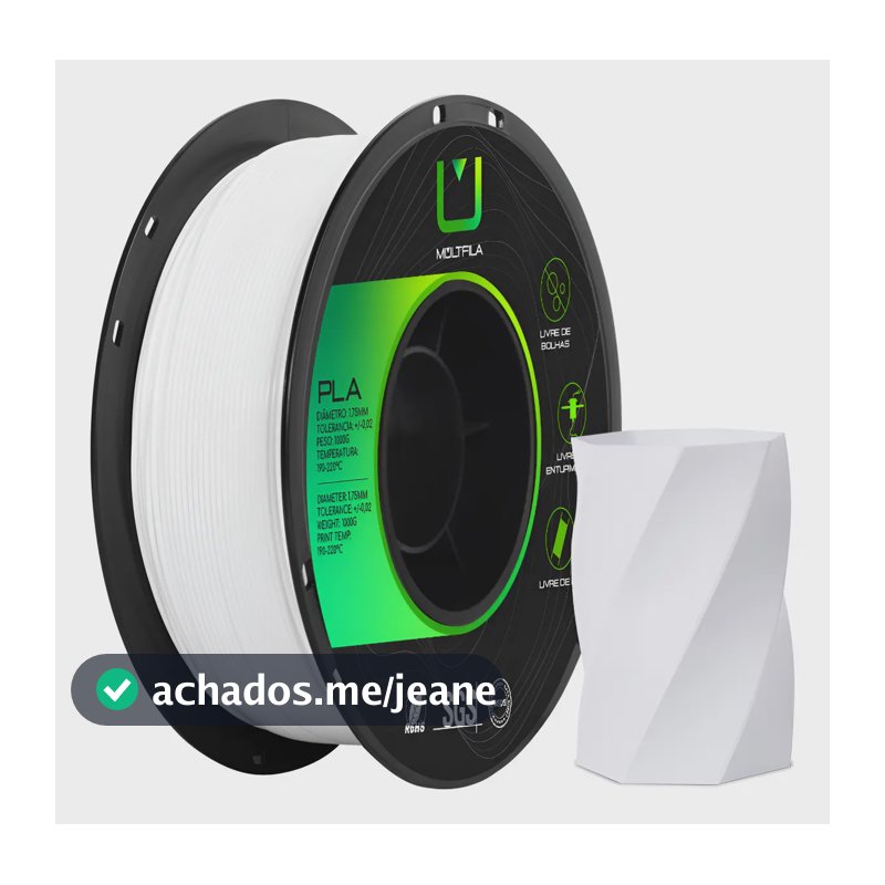 Filamento Pla Preto 1kg Multifila Impressora 3d Branco