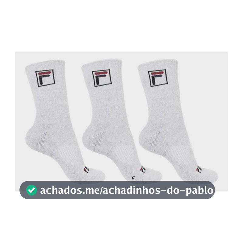 Kit Tripack Meia Fila Cano Alto Fbox Masculina Branca Meias Brancas Logo 39-43
