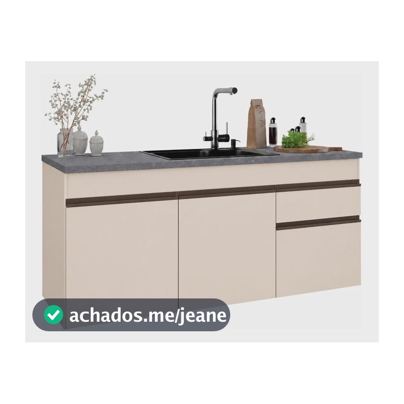 Balcão Cozinha P/pia 150cm Suspens Milano Multimóveis Mp2416 Creme