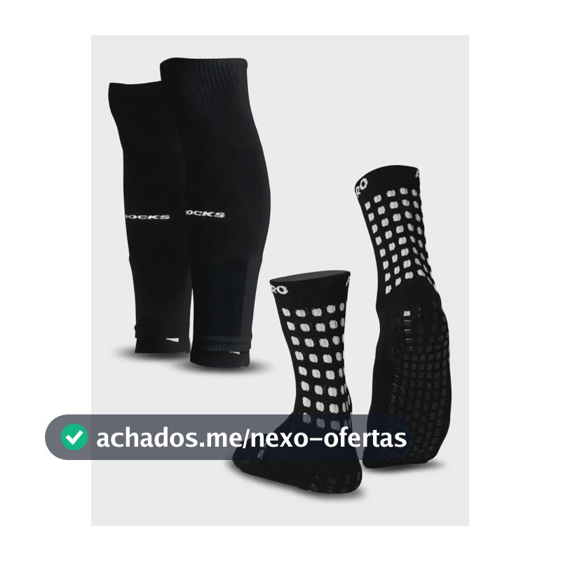 Kit Meia Antiderrapante Prosocks Grip Draft e Meião Cortado Canelito Cor Preto Tamanho 33-37
