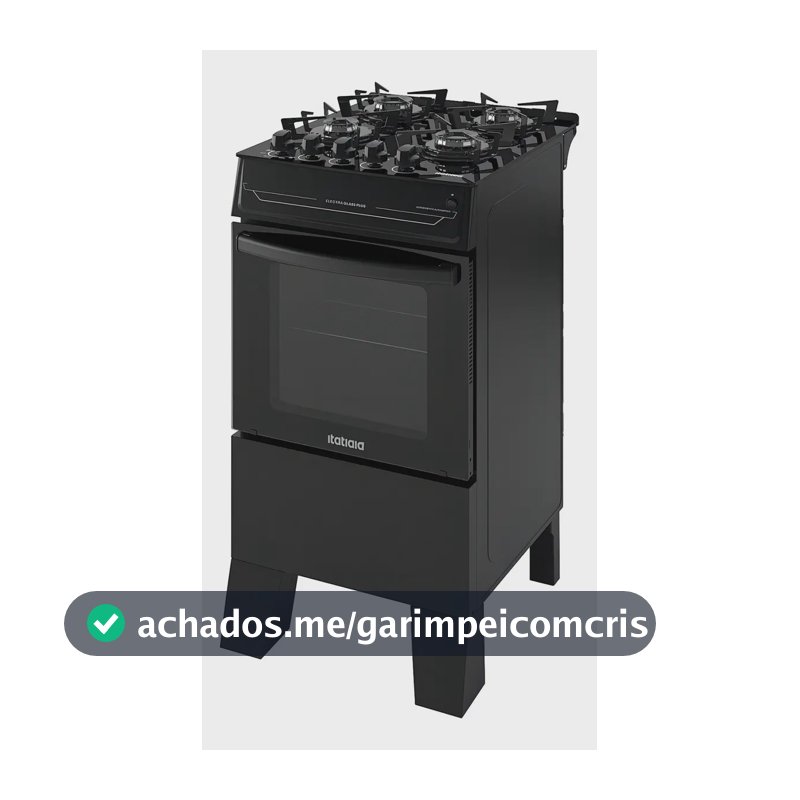 Fogão 4 Bocas Itatiaia Vidro Temperado Electra Glass Plus Preto