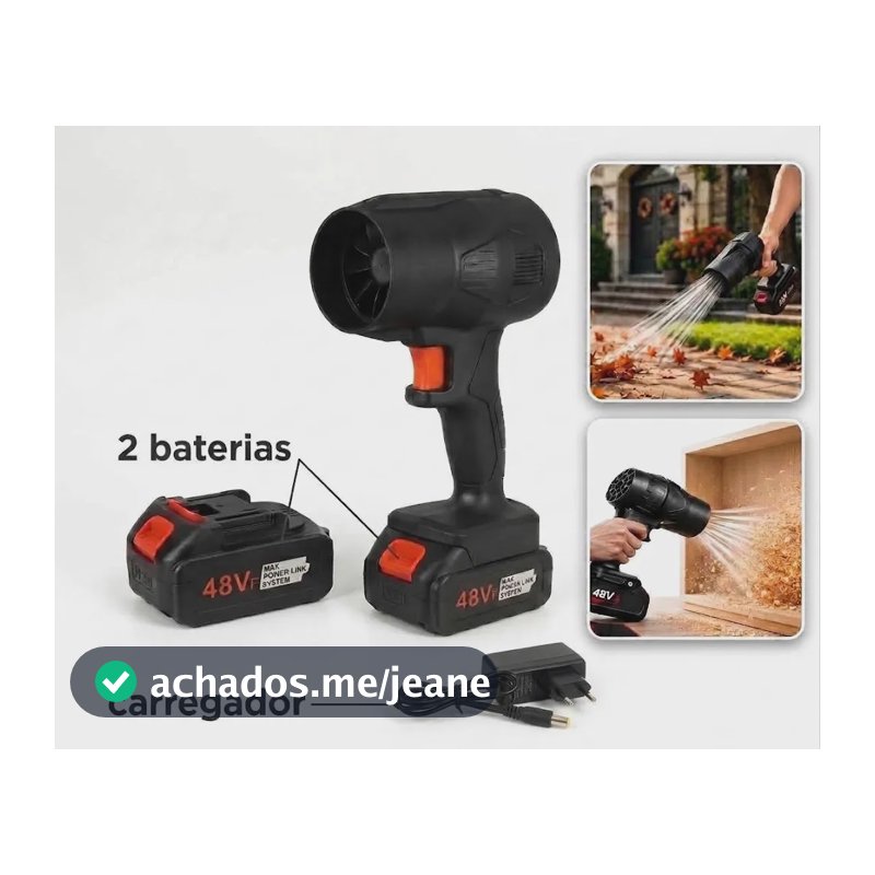 Soprador De Folhas Turbo Portátil 2 Baterias Preto 127/220v