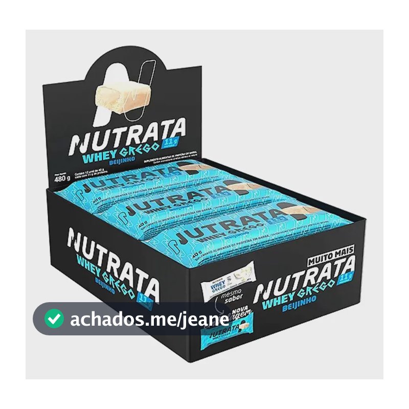Barra de proteínas Nutrata WHEY Grego 40G sabor Beijinho x 480g 12 un