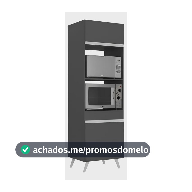 Paneleiro 63cm Para Forno E Micro Veneza Multimóveis V3679 Cor Preto/Branco
