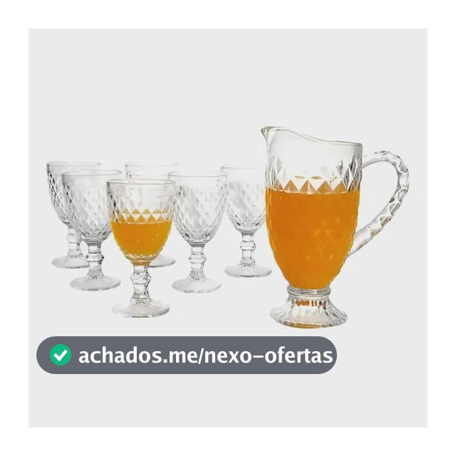 Jogo Taças Com Jarra Vidro 7 Pçs - Haus Bico De Jaca Empire Cor Transparente