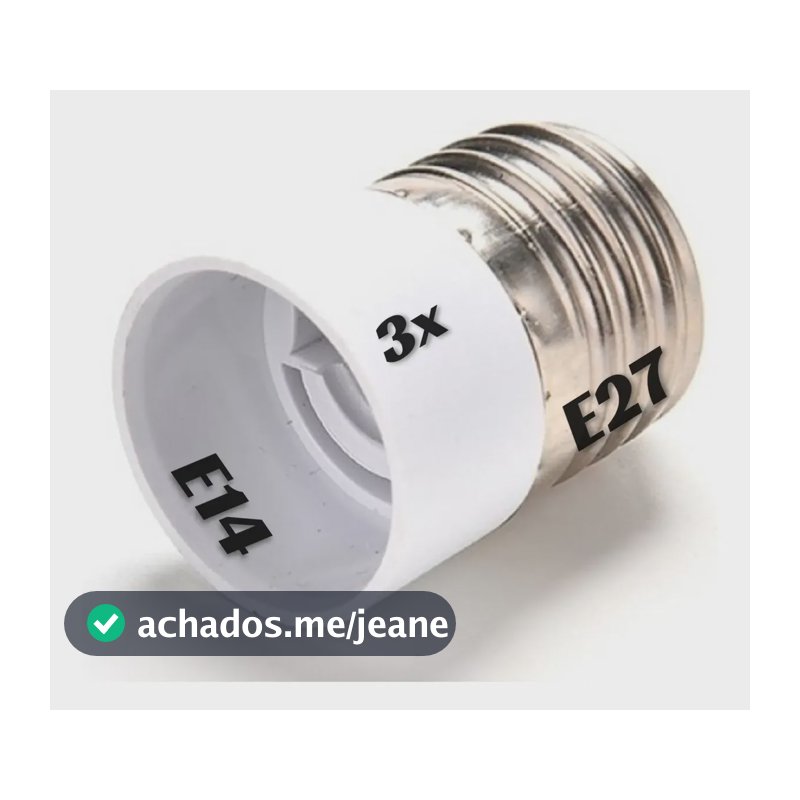 Adaptador Soquete Bocal E27 Para E14 - Kit 3un Branco