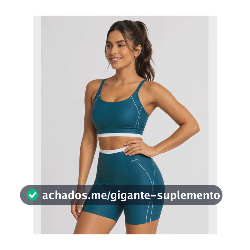 Conjunto Feminino Academia Shorts E Top Alcinha Fitness Azul-aço Liso M
