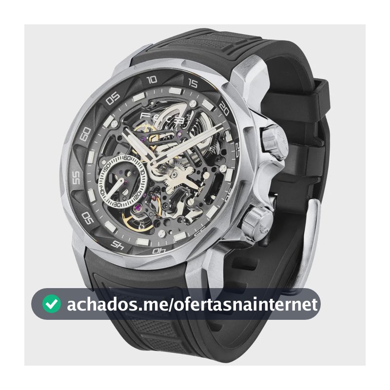 Relógio Feice Automático Masculino com Design Esqueleto Moderno e Pulseira de Silicone Preta