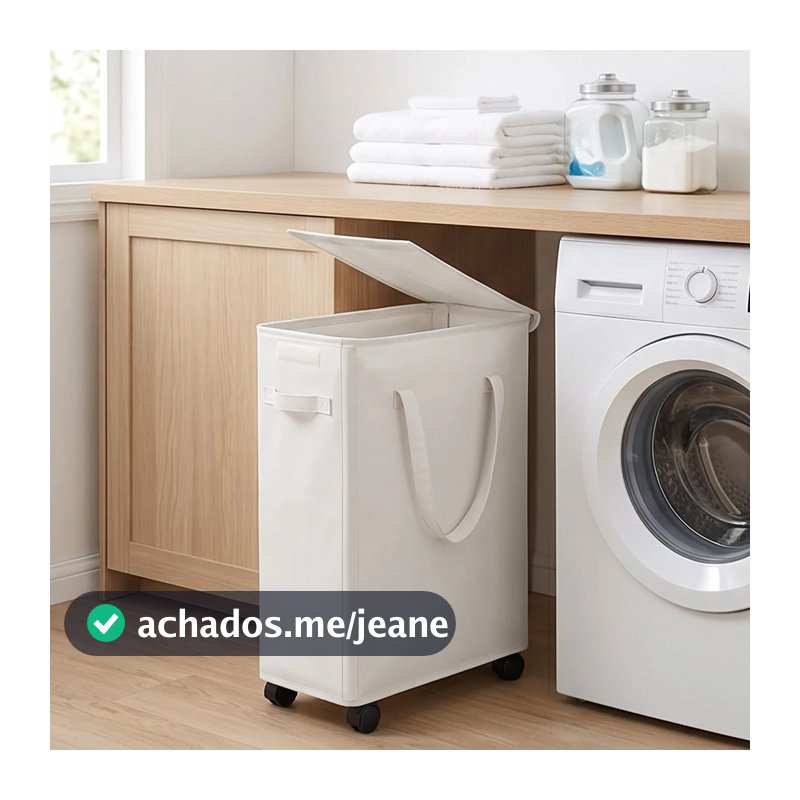 65l Slim Rolling Laundry Hamper Lid Foldable Fabric Dirty