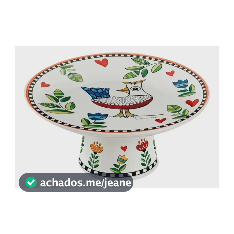 Prato Para Bolo Com Pé De Porcelana Egan Cocorico Laranja De 19 Cm