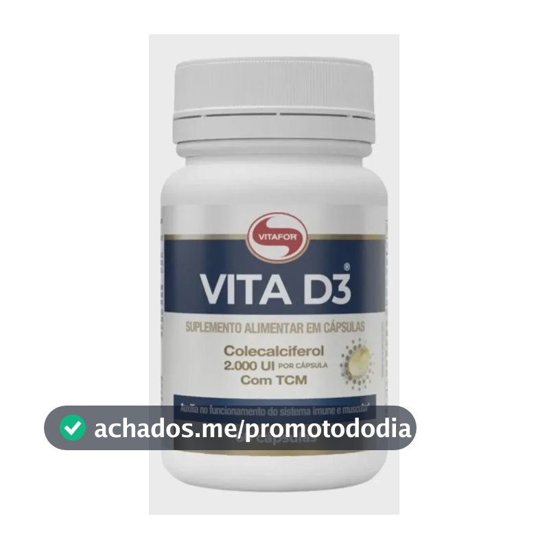 Vita D3 Vitafor - Vitamina D3 60 Cápsulas Sem Sabor Sem Sabor