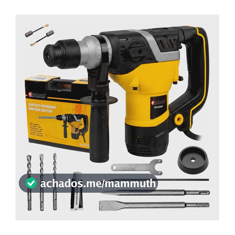 Martelete Rompedor Furadeira Profissional Sds Plus 2400w Amarelo 220v 60hz