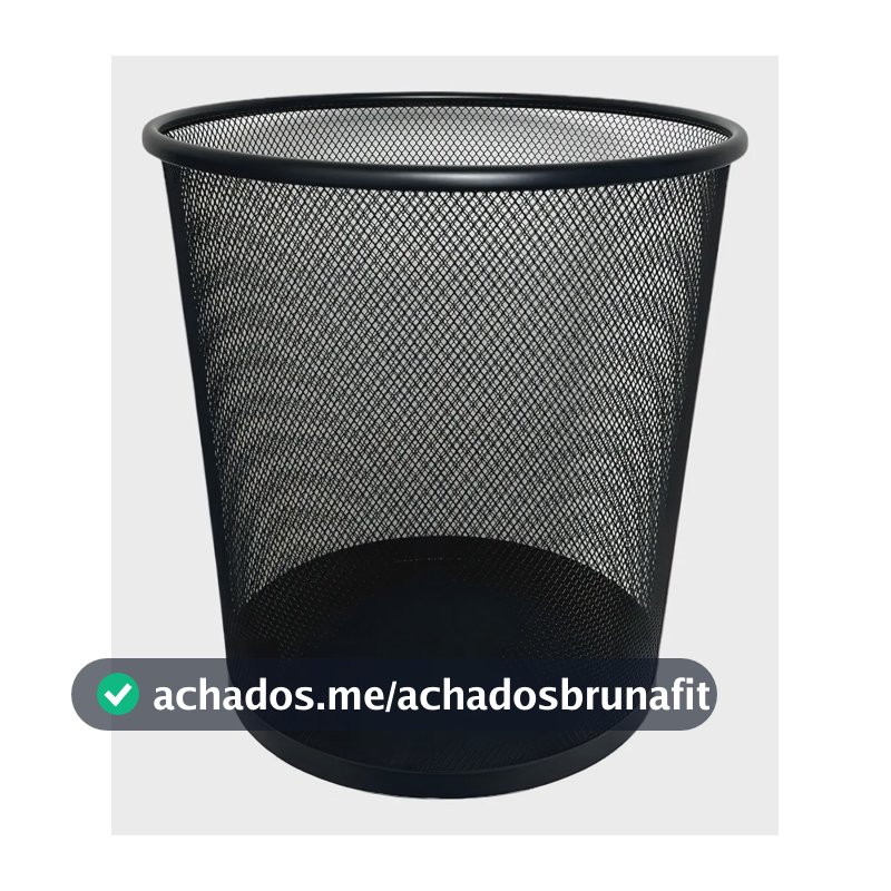 Lixeira Metal Aramado Telada Cesto De Lixo Escritório 12l Cor Preto