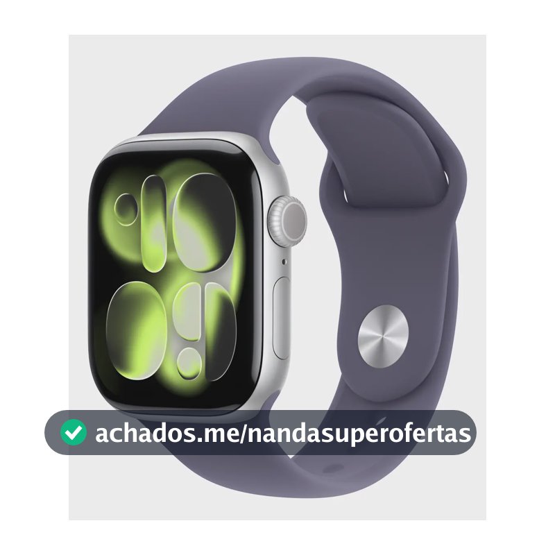 Apple Watch Series 11 GPS - Caixa prateada de alumínio – 42 mm - Pulseira esportiva roxo-névoa – M/G - Distribuidor Autorizado