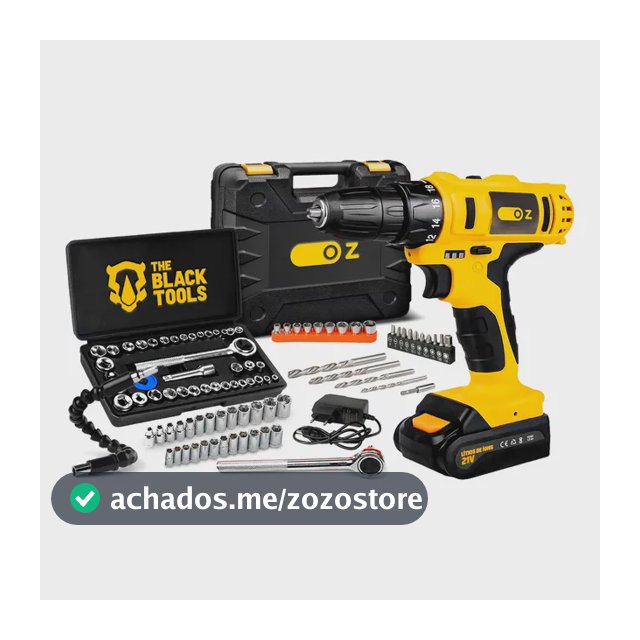 Furadeira De Impacto A Bateria 21v + Jogo De Soquetes 40 Pçs