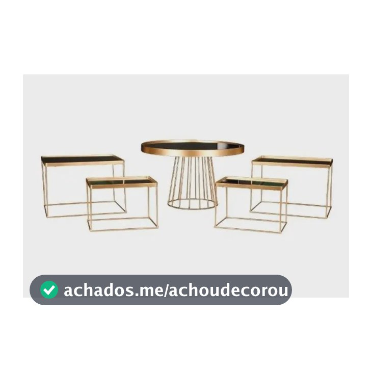 Kit Com 1 Boleira 30cm E 4 Bandejas Com Espelho Dourado