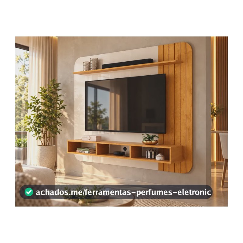 Painel Para Tv Até 55 Polegadas Com Prateleira Linea Off-white/naturalle