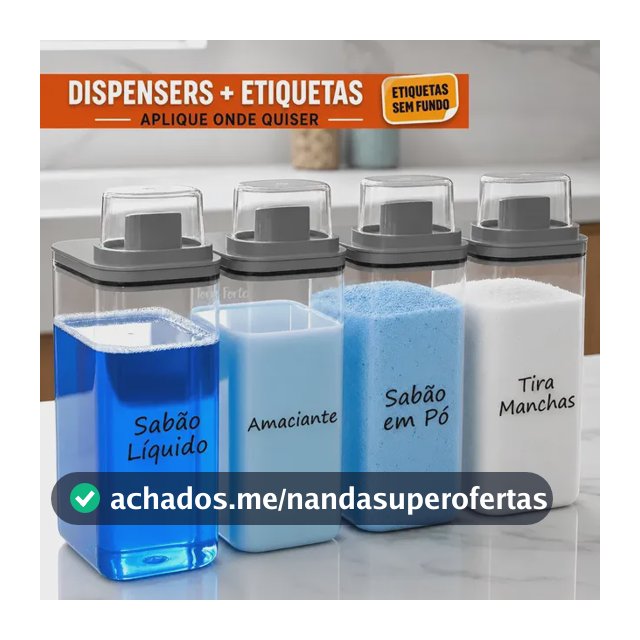 Kit 4 Dispenser Porta Sabão Organizador Lavanderia Hermético
