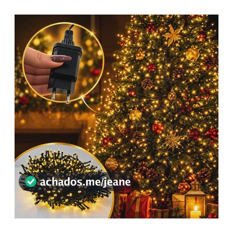 Pisca Natal Estrobo 20m 900 Led Branco Quente Bivolt Enfeite Branco Quente 127/220v