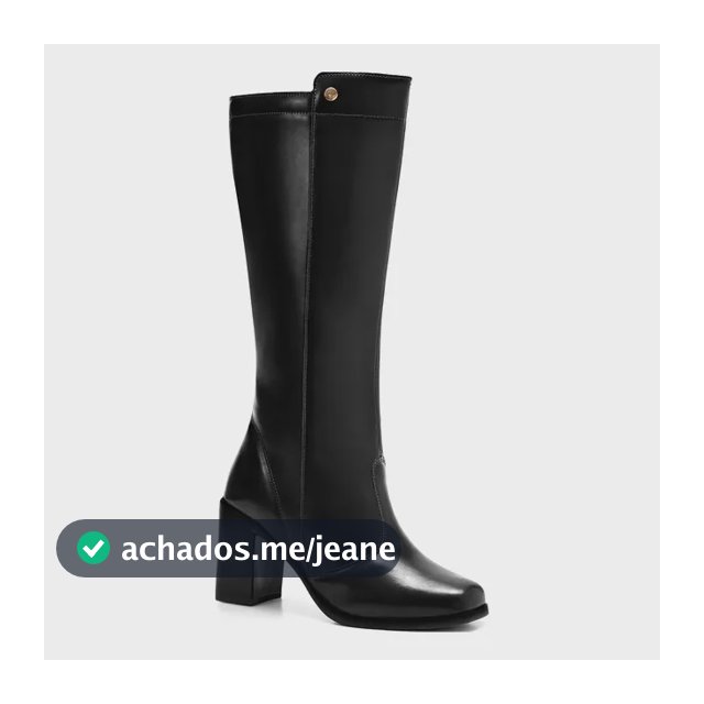 Bota Feminina Lumiss Cano Alto Salto Alto Bloco Confortável Preto 38 Br