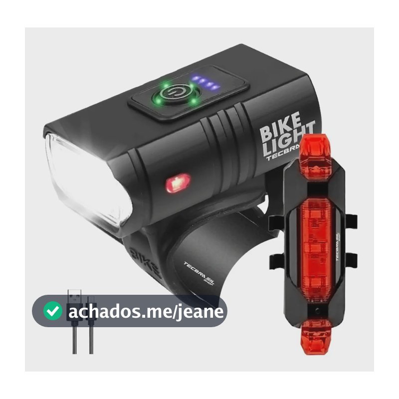 Farol Bike Recarregável Tecbrasil 2 Leds Cree T6 Usb Sinalizador Traseiro