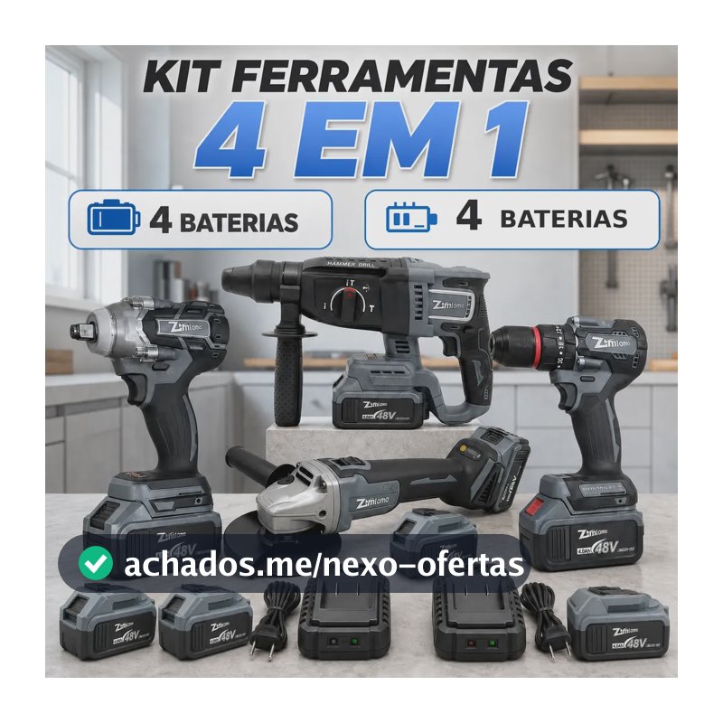 Kit 4 Ferramentas Elétricas 48v 4 Baterias Com Maleta Bivolt