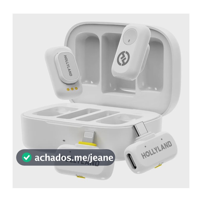 Hollyland Lark A1 Combo - Mini microfone sem fio para iPhone e Android (2 Tx + USB-C Rx + Ios Rx + estojo de carregamento), microfone magnético para YouTube, TikTok, podcasts e vlogs (branco)