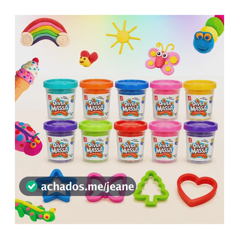 Kit 10 Massinhas Modelar + Moldes Brinde Coloridas Infantil Sortidas