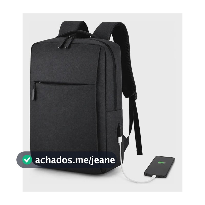 Mochila Notebook 15.6 Executiva Reforcada Usb Impermeav Preto Liso