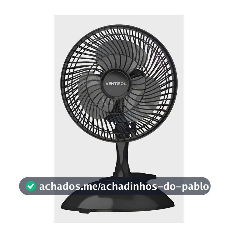 Mini Ventilador Ventisol 20cm 3 Pás Preto Clip Portátil De Mesa