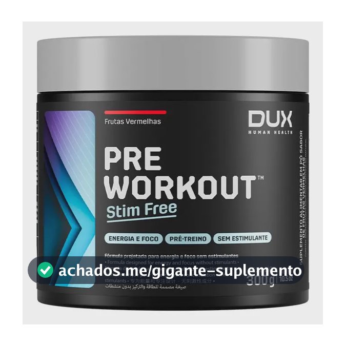 DUX Pre Workout Stim Free 300g Sabor Frutas vermelhas