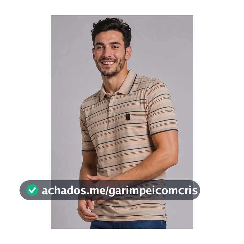 Camisa Polo Masculina Polo Wear Piquet Listrada Bege Médio M