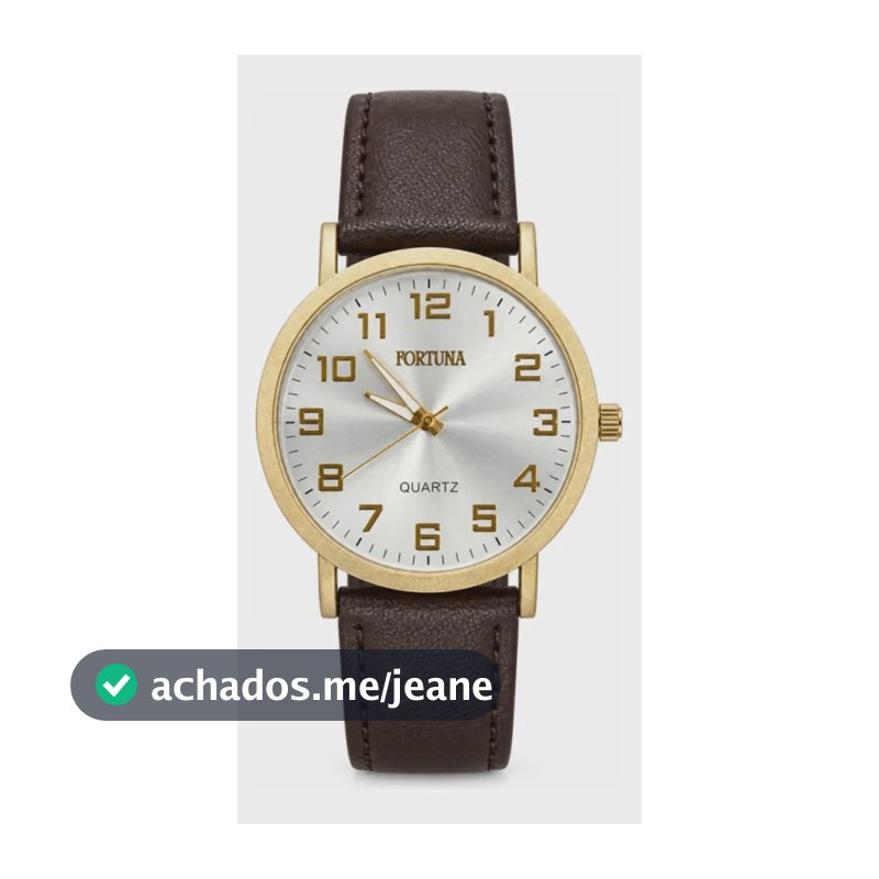 Relógio De Pulso Masculino Minimalista Old Money Fortuna Marrom Cx Dourada E Branco