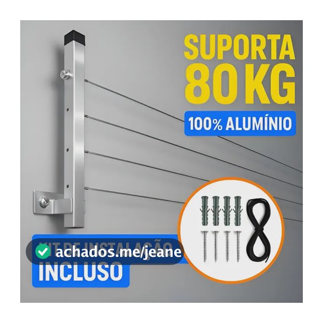 Varal de Parede Dobrável em Alumínio Retrátil, para 80 kg – LIMA DECOR HOUSE